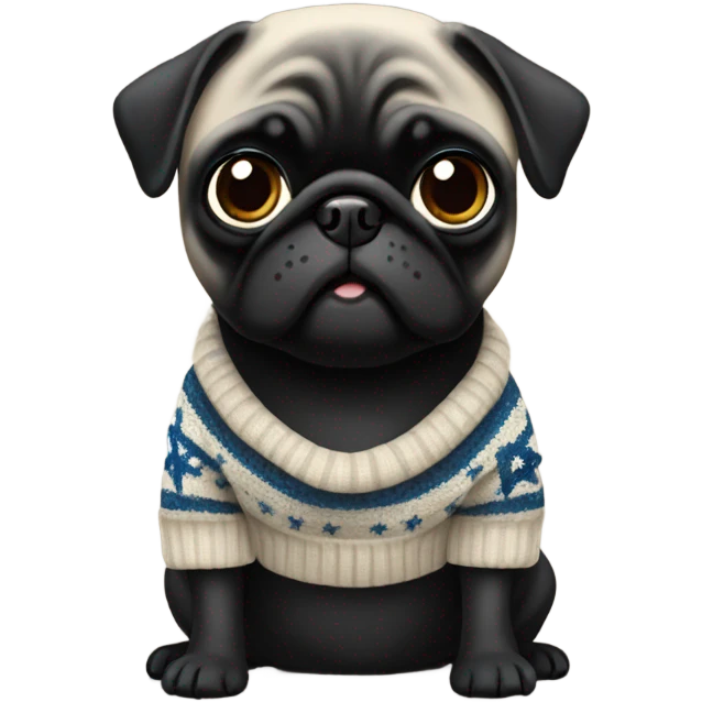 Black pug a Jewish star sweater emoji