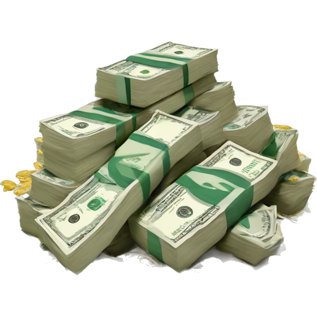 pile of cash with a graph going downwards before it emoji