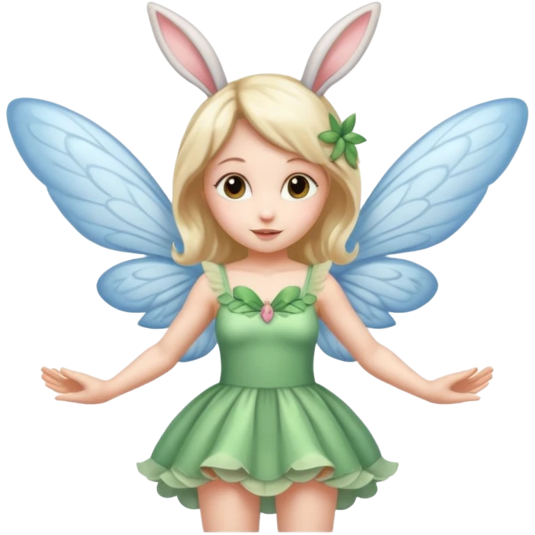 a flying fairy with wings and with bunny ears emoji