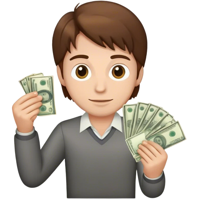 man with brown hair with money emoji