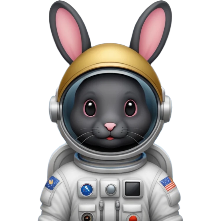 black rabbit with astronaut costume emoji