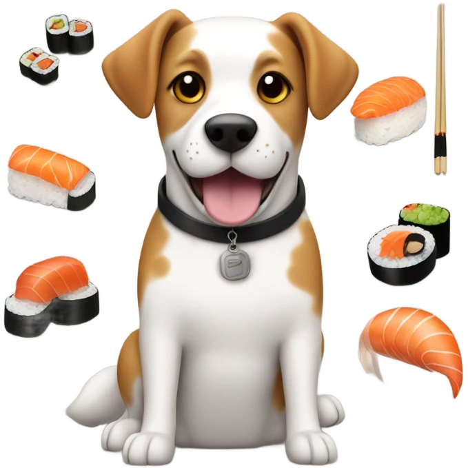 Dog eating sushi  emoji