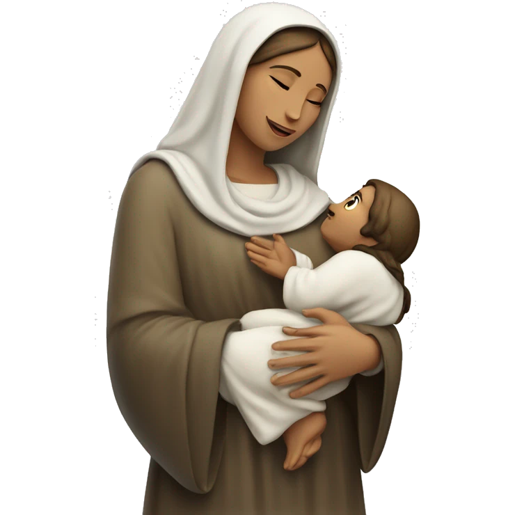 Maria mother of Jesus with Jesus in hands white skin emoji