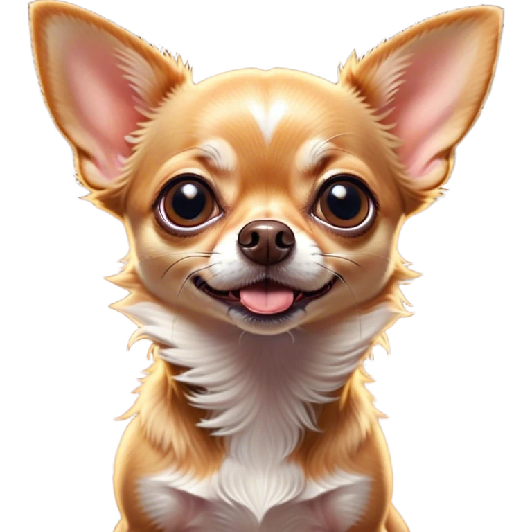 Cinematic Comical Fawn Short Haired Chihuahua Portrait Emoji, Head tilted dramatically with an exaggeratedly shocked or offended expression, short fawn fur with a sleek texture, wide, expressive dark eyes filled with exaggerated disbelief, Simplified yet hilariously expressive features, highly detailed, glowing with a slightly sassy glow, high shine, dramatic yet playful, stylized with an air of attitude, bright and endearing, soft glowing outline, capturing the essence of a sassy and over-the-top pup, so meme-worthy it feels like it could side-eye its way into internet fame instantly! emoji