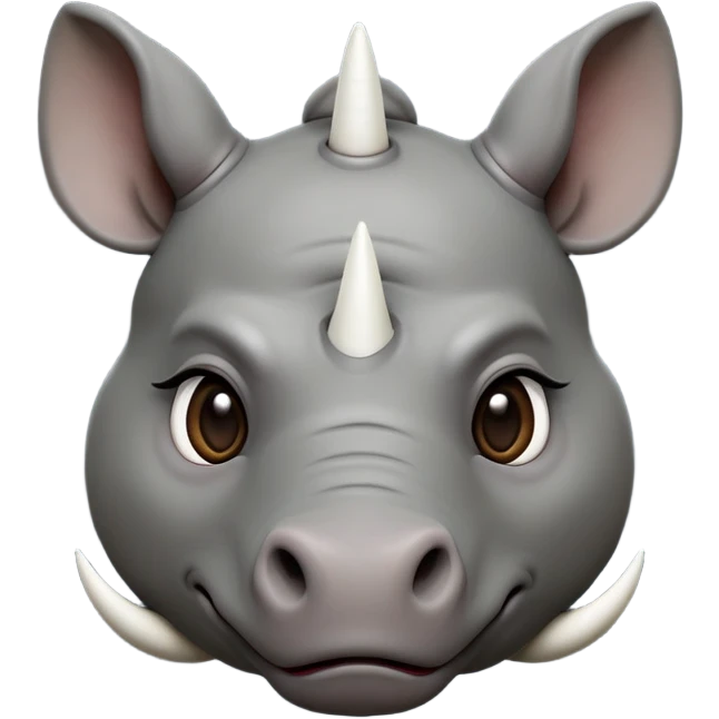 cinematic-noble-cute-rhinoceros-portrait-emoji,slate-grey-hide-poised-and-regal,-with-a-massive,-powerful-build-and-a-thick,--deep-set-soulful-piercing-eyes,-simplified-yet-sharp-and-sophisticated-features,-highly-detailed,-large-black-eyes, white horn, front facing emoji