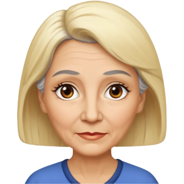 Rea emoji bionda di 70 anni occhi castani sopracciglia nere emoji