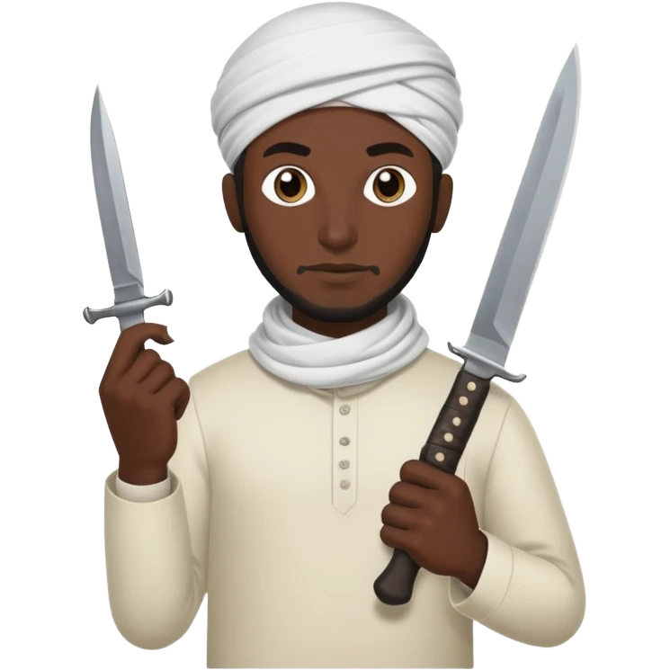 Muslim man with a knife amd bombs emoji
