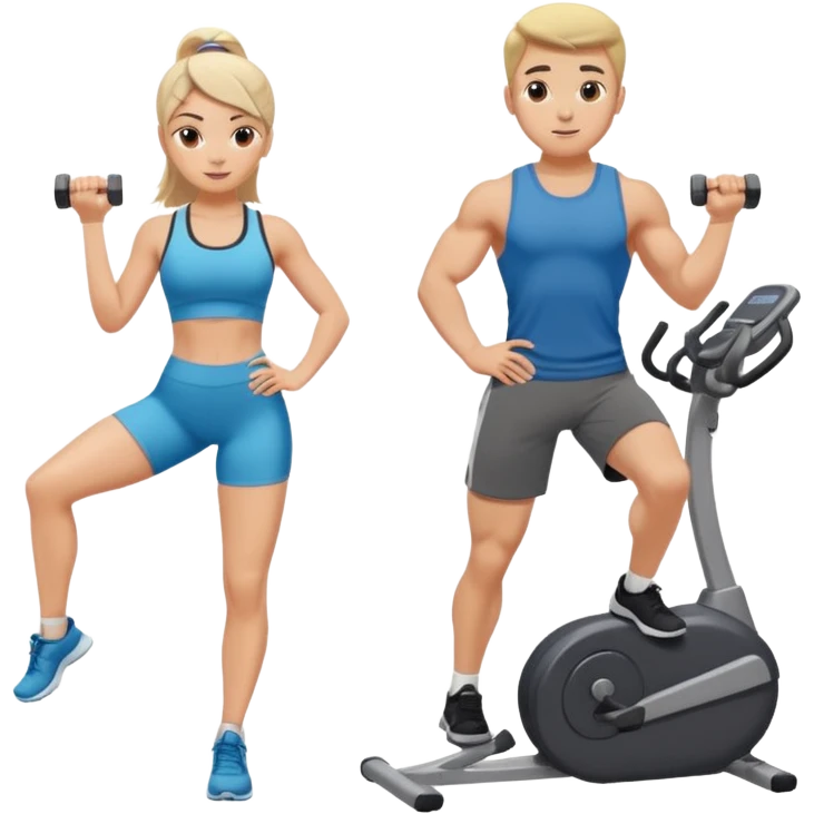 fitness girl and boy emoji