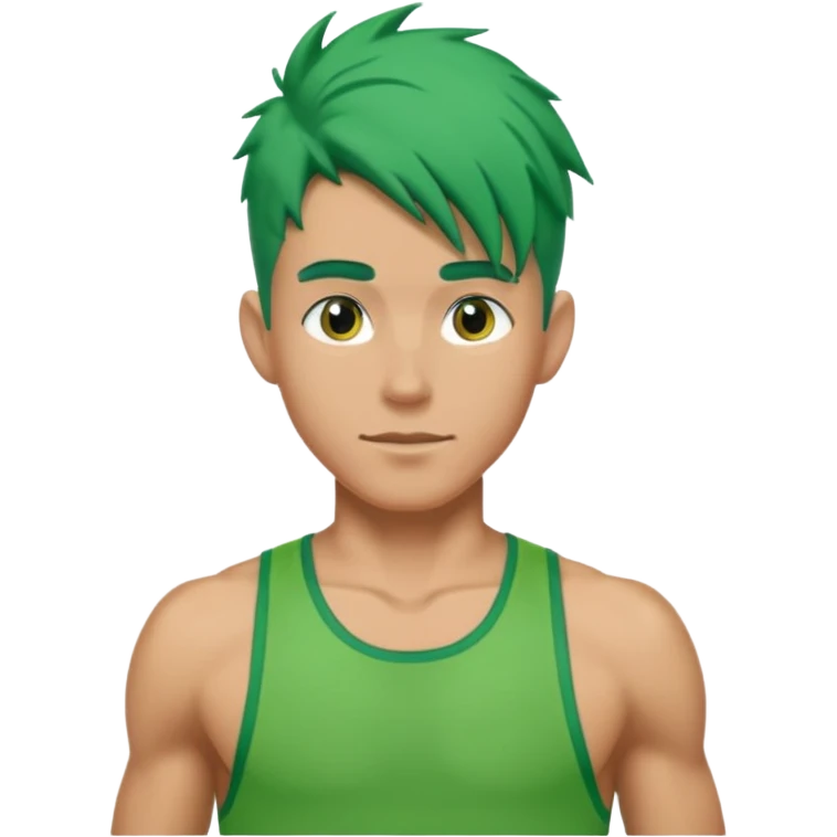 male, green haired, runner emoji