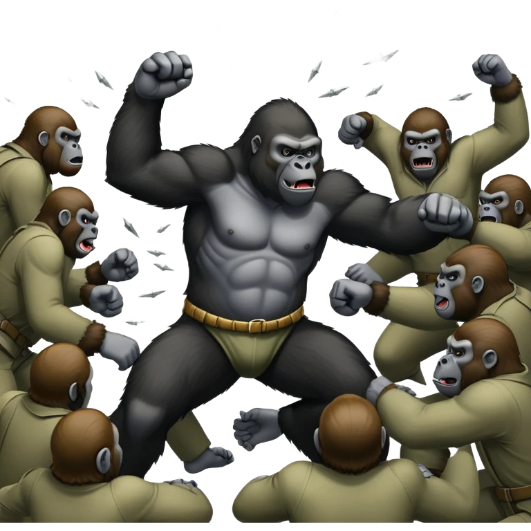Gorilla fights 100 men emoji