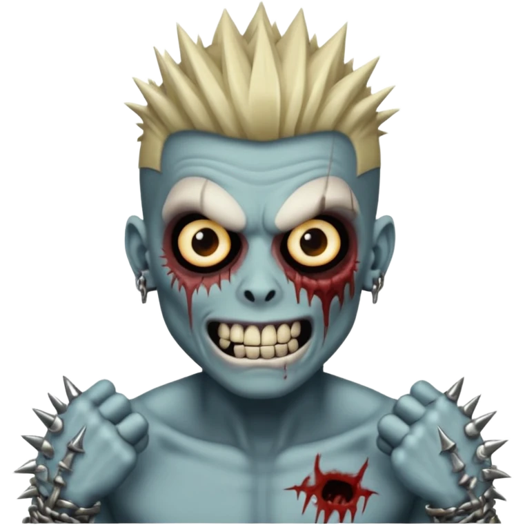 Zombie boy flexing grillz with spiked hair emoji