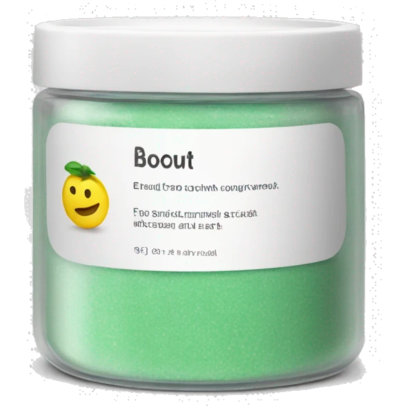 body scrub pot with label emoji