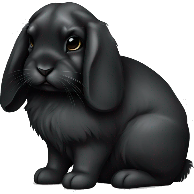black holland lop bunny rabbit sad tired emoji