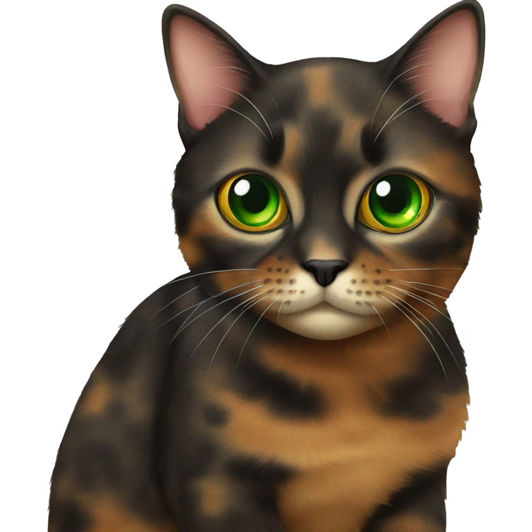 tortoiseshell cat with only one green eye emoji