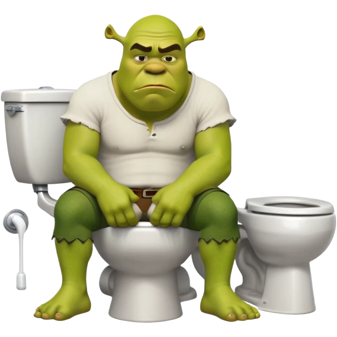 Shrek sitting on top of a toilet emoji