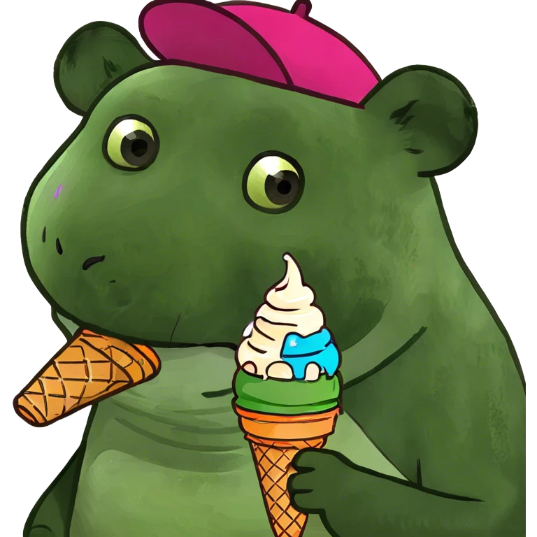 Black and white Panda eating ice cream emoji