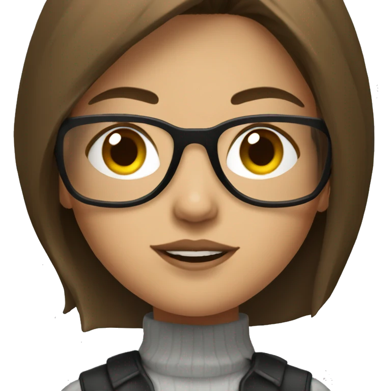 girl with brown hair and glasses, with gangster outfit emoji