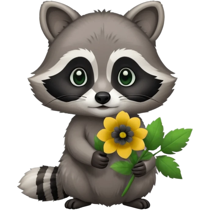 Raccoon holding flower emoji