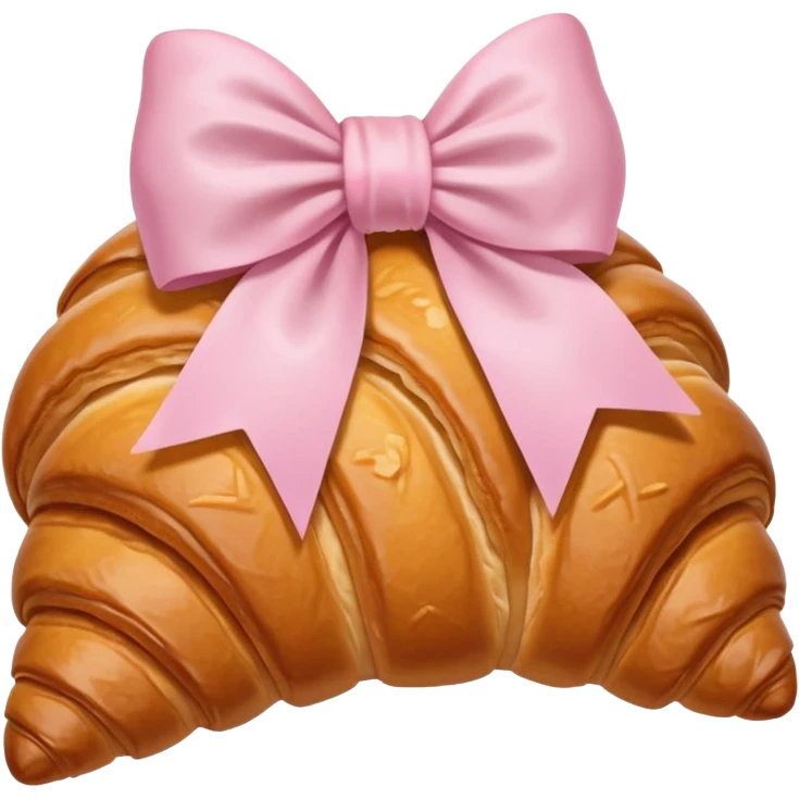 Croissant with light pink bow emoji