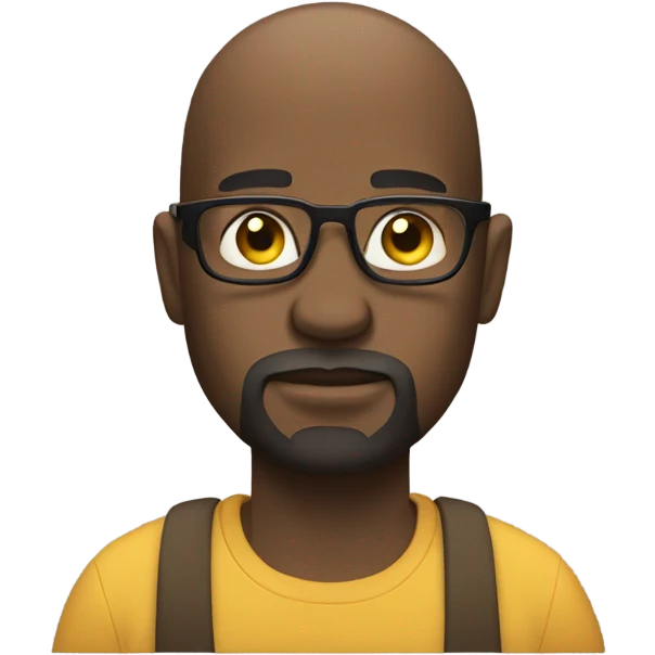 A black man in deep thought scratching his beard with glasses thinking with a bald head and goatee. emoji