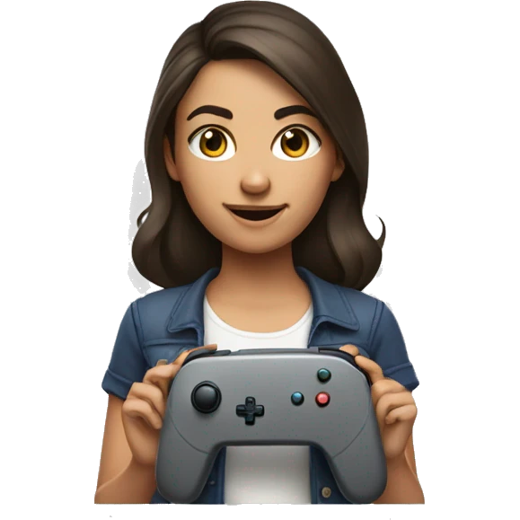 With, brunette girl, with a Nintendo switch controller emoji