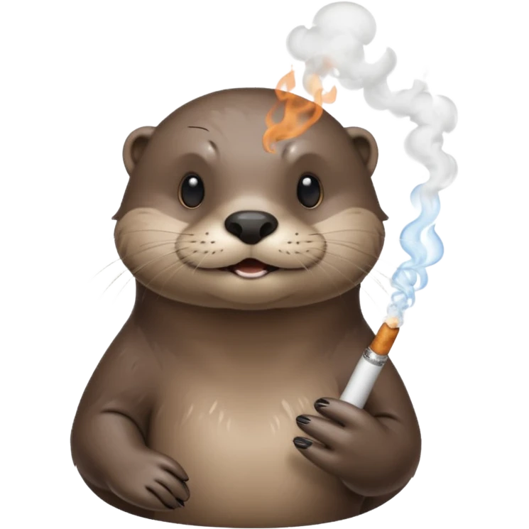 a otter smoking weed surrounded by fumes emoji