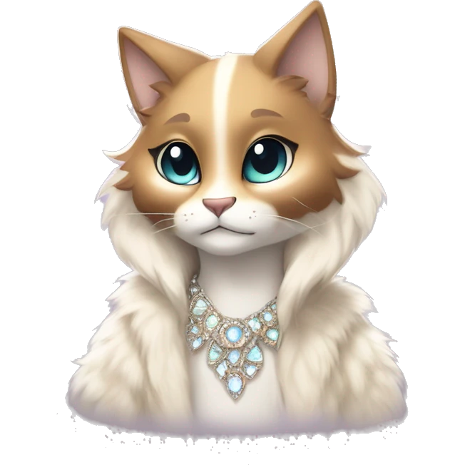 Furry, sparkle, iridescent, colorful, pastel, edgy, cool, fantasy beautiful, brown, beige, white, divine, godly, angelic, animal, anthro, full body, fursona, feline emoji