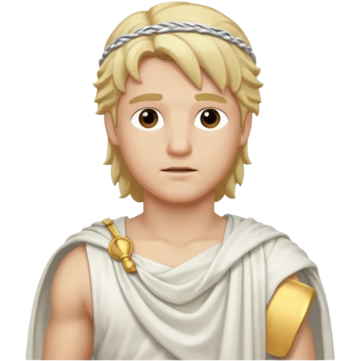 Adonis, Beauty God from Rome Mythology with long blonde hair, white outfit emoji