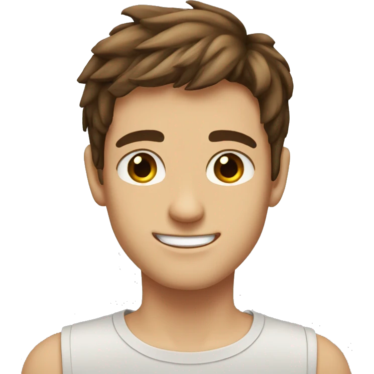 a teen guy face brown  hair brown eyes blinki eye  emoji