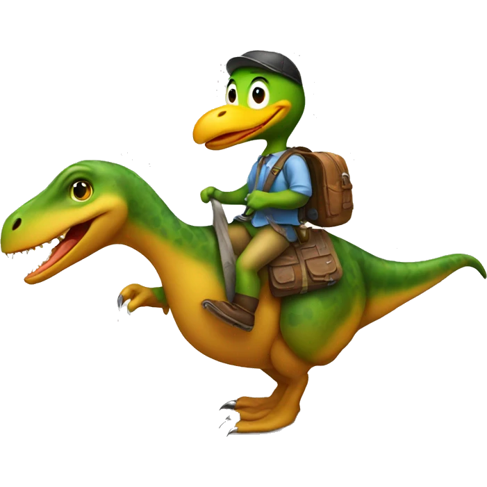 dinosaur riding duck emoji