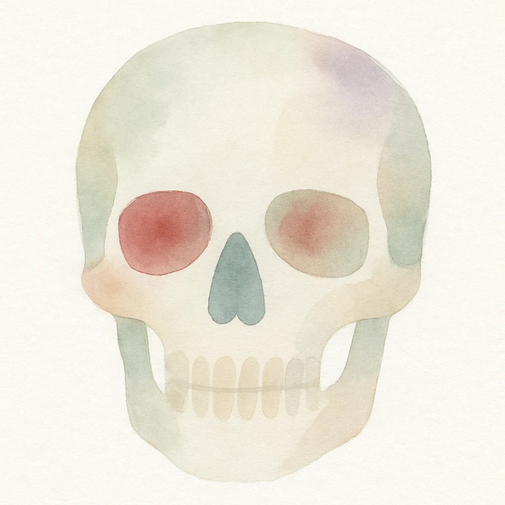 skull, watercolor art style emoji