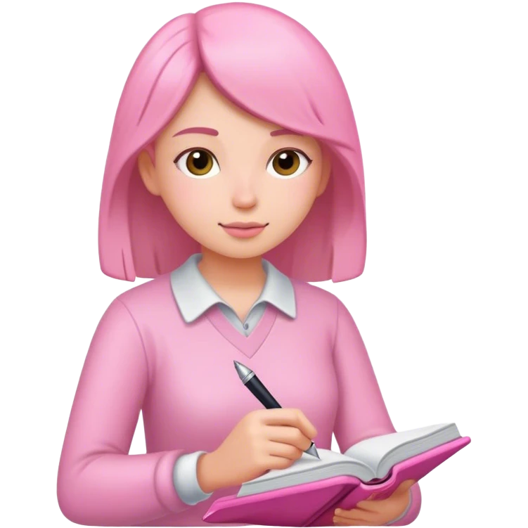 Sat Writing in pink journal  emoji
