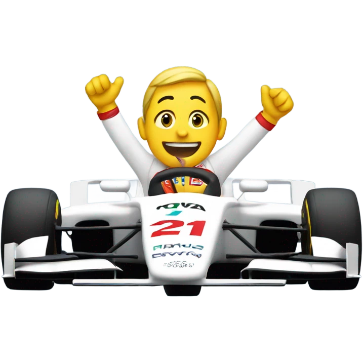person celebrating in a formula 1 car  emoji