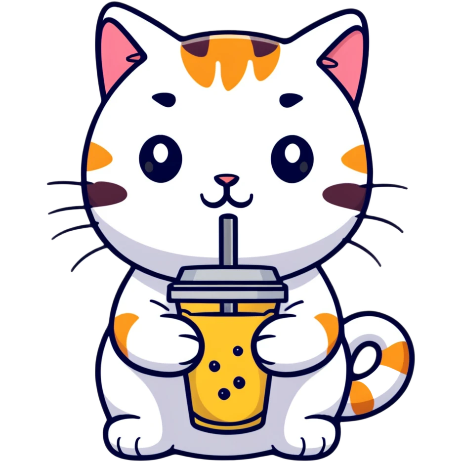 Cat drinking boba tea emoji