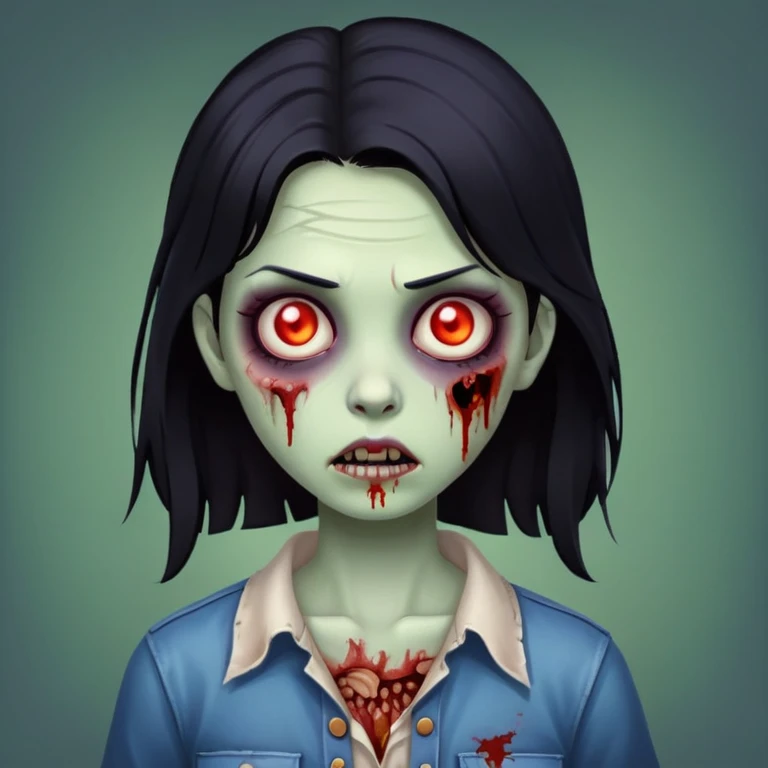 menina zumbi de cabelo liso preto emoji