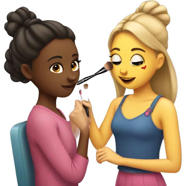 "A girl doing makeup on her friend." emoji