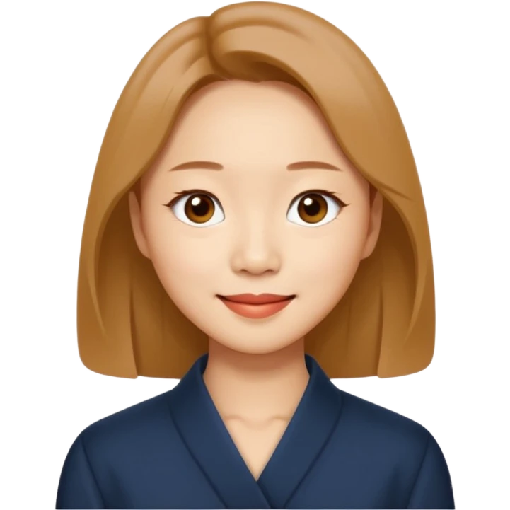“Cartoon emoji of Gong Hyo-jin, long narrow face, sharp jawline, small almond eyes, high nose bridge, elegant smile, minimal makeup, refined aura” emoji