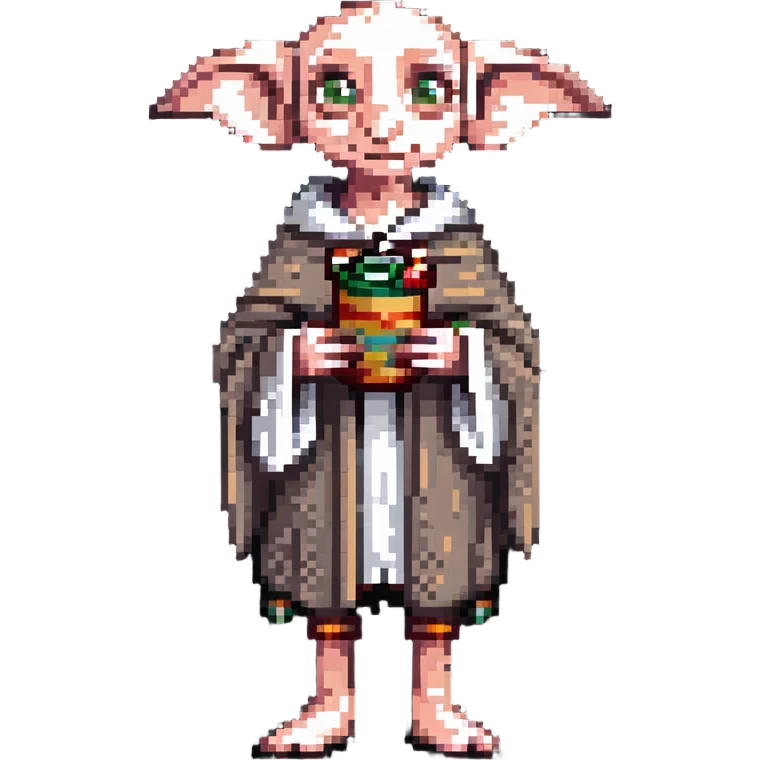 excited Dobby the house elf at Hogwarts holding a sock emoji