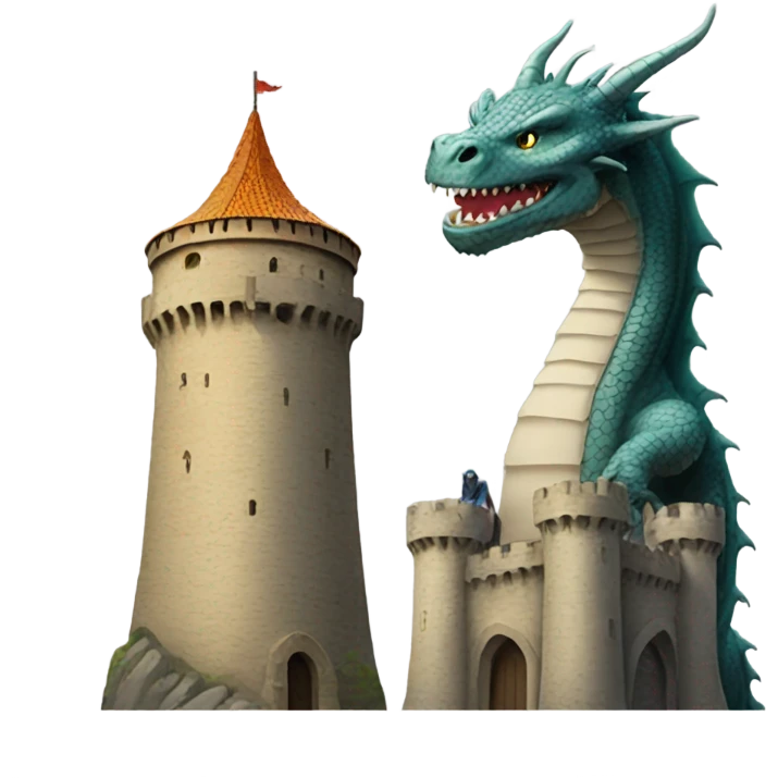 Two towers and a dragon emoji