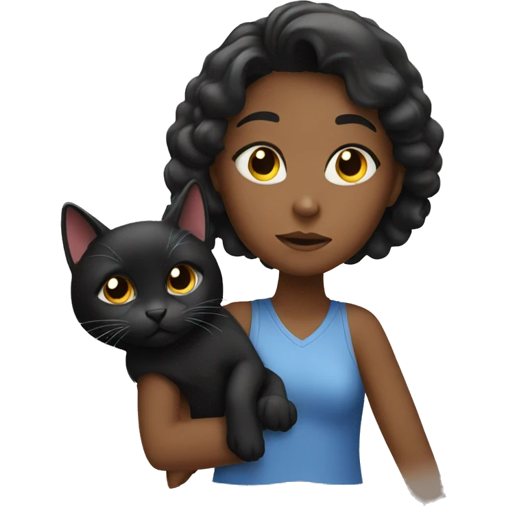 girl who thinking about black cat emoji