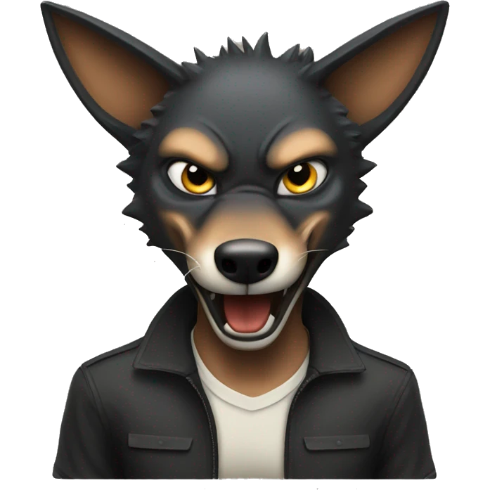 black angry jackal emoji