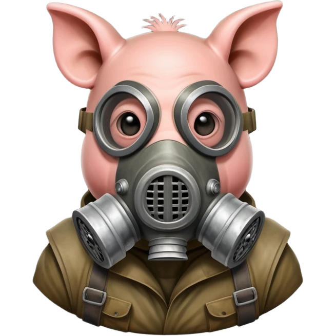 a pig in a Soviet gas mask emoji