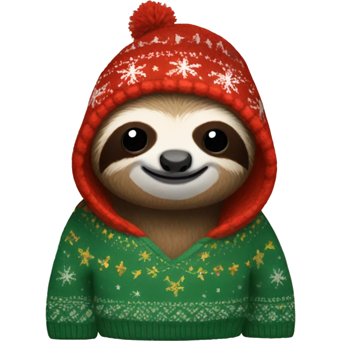 sloth with a christmas sweater emoji