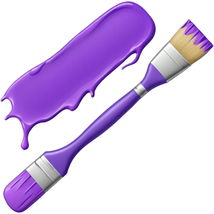 Paint brush with purple paint in the end of the brush  emoji