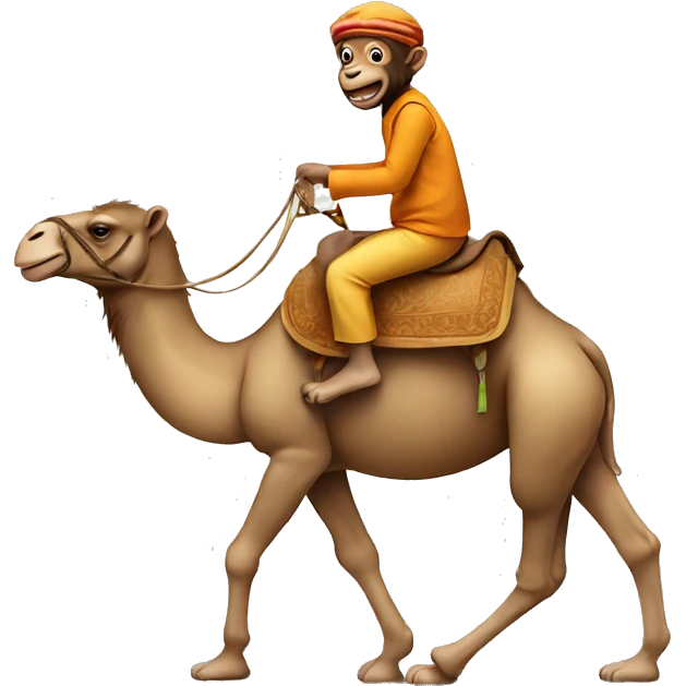 Monkey riding a camel emoji