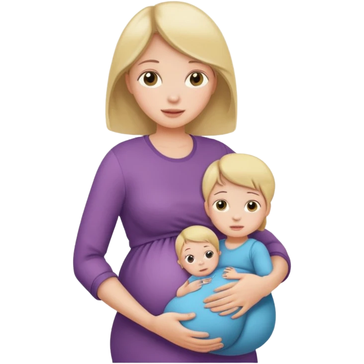 pregnant girl holding three children emoji