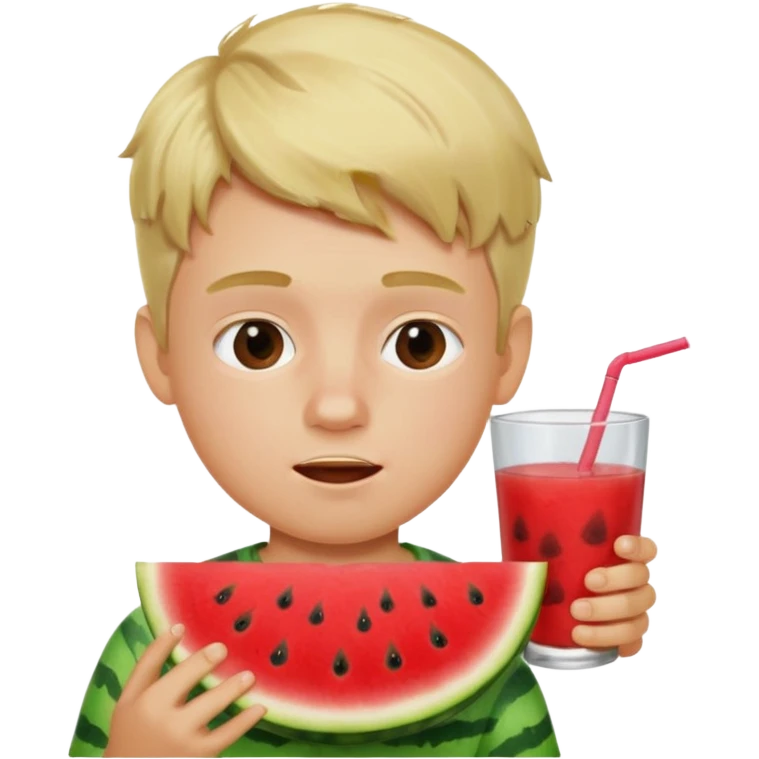 blonde boy eating watermelon emoji