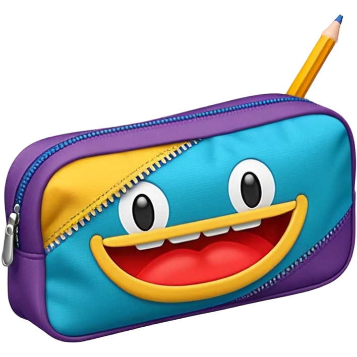 Pencil pouch with zipper mouth emoji