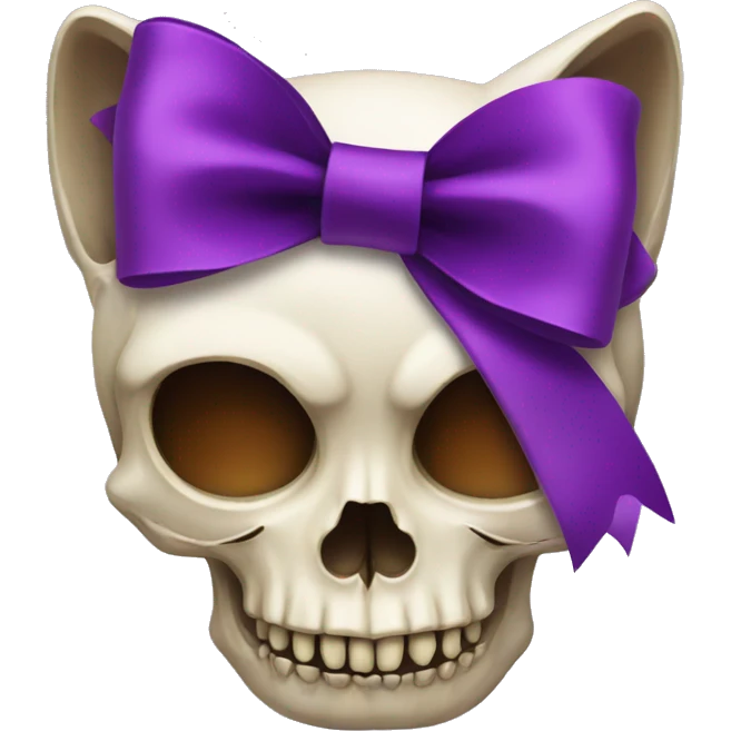 Cat Skull with purple bow emoji