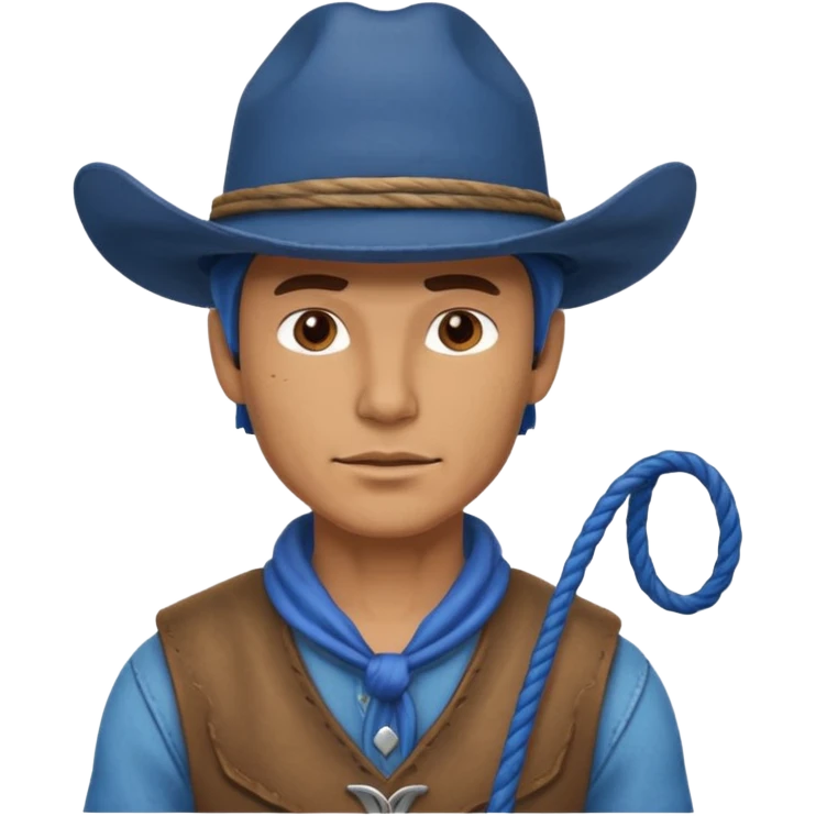Cowboy with blue hat and lasso emoji